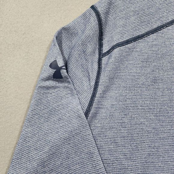 Under Armour Polo Shirt Mens Blue 2XL HeatGear Fitted Short Sleeve Pullover Long - Picture 16 of 16